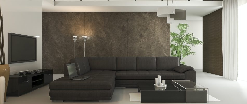 3d rendering loft brown wallpaper living room with daylight